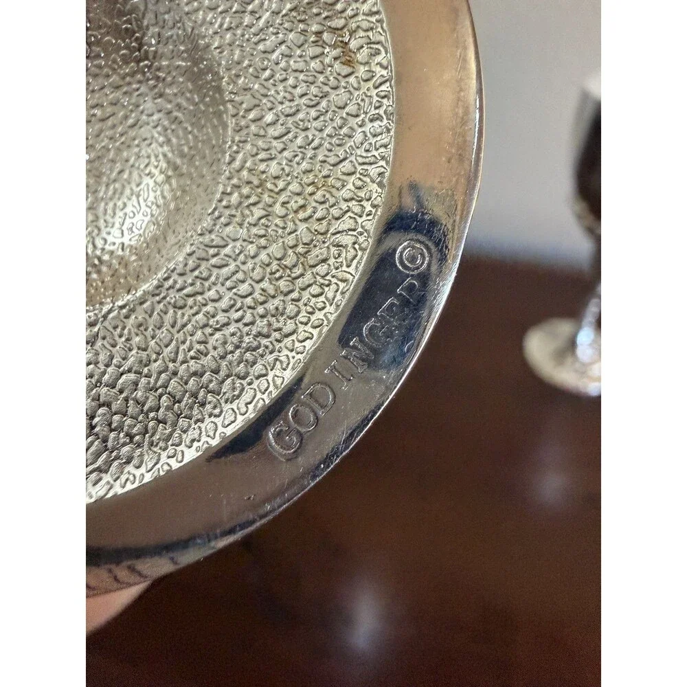 Godinger Silver Tone Wine Goblets Grape Vine Motif On Stems Set Of 2